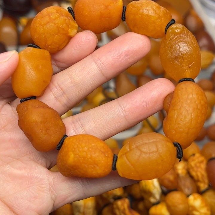 琥珀未镶嵌裸石天然蜜蜡手串