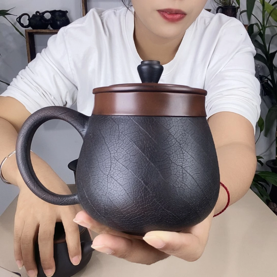 用****1建水紫陶叶脉纹办公杯