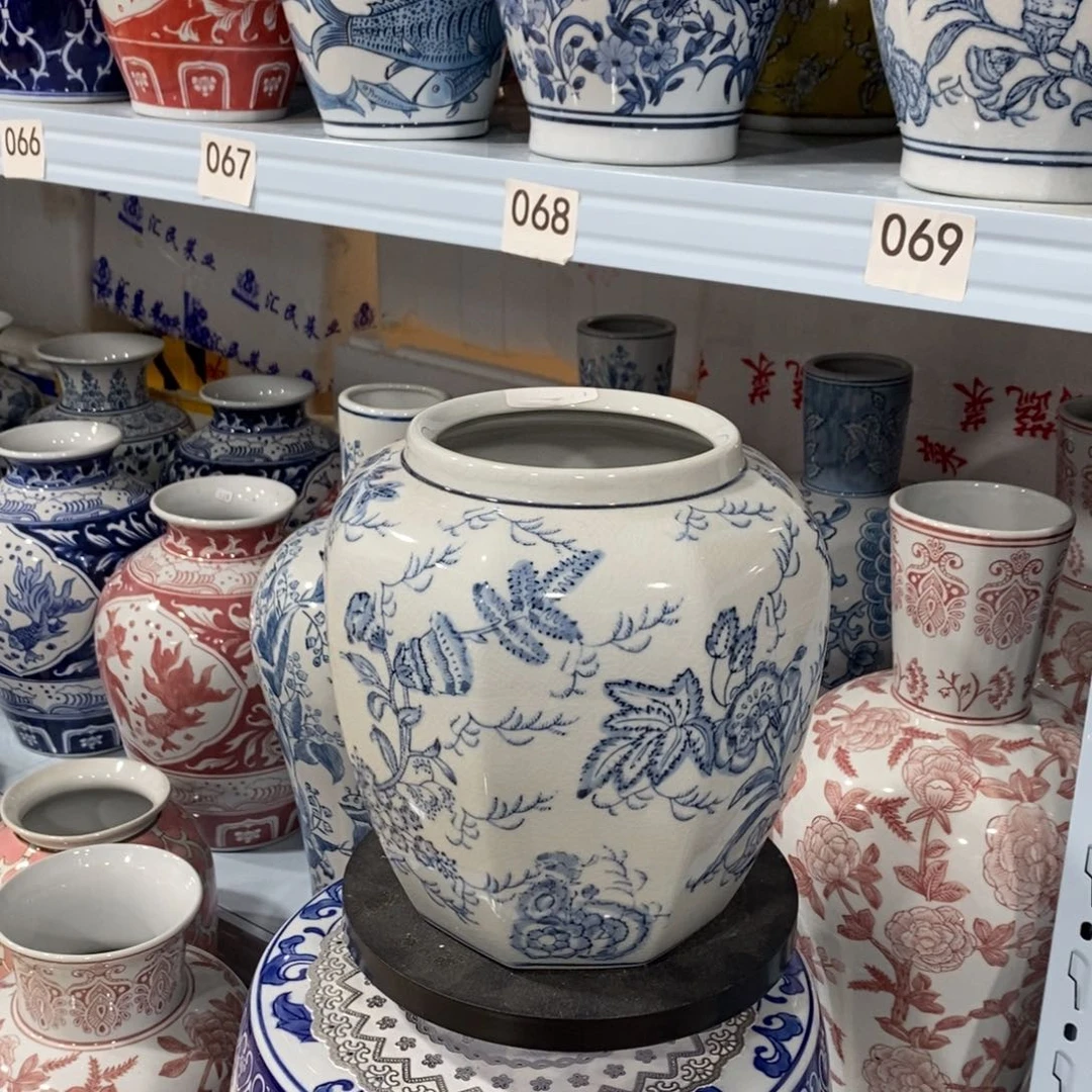 【闪购商品】摆件冰裂纹八角花瓶……