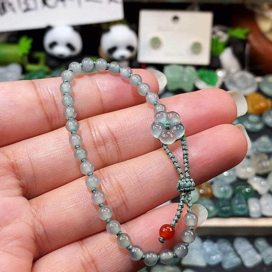 翡翠未镶嵌颈饰有钱花手链15