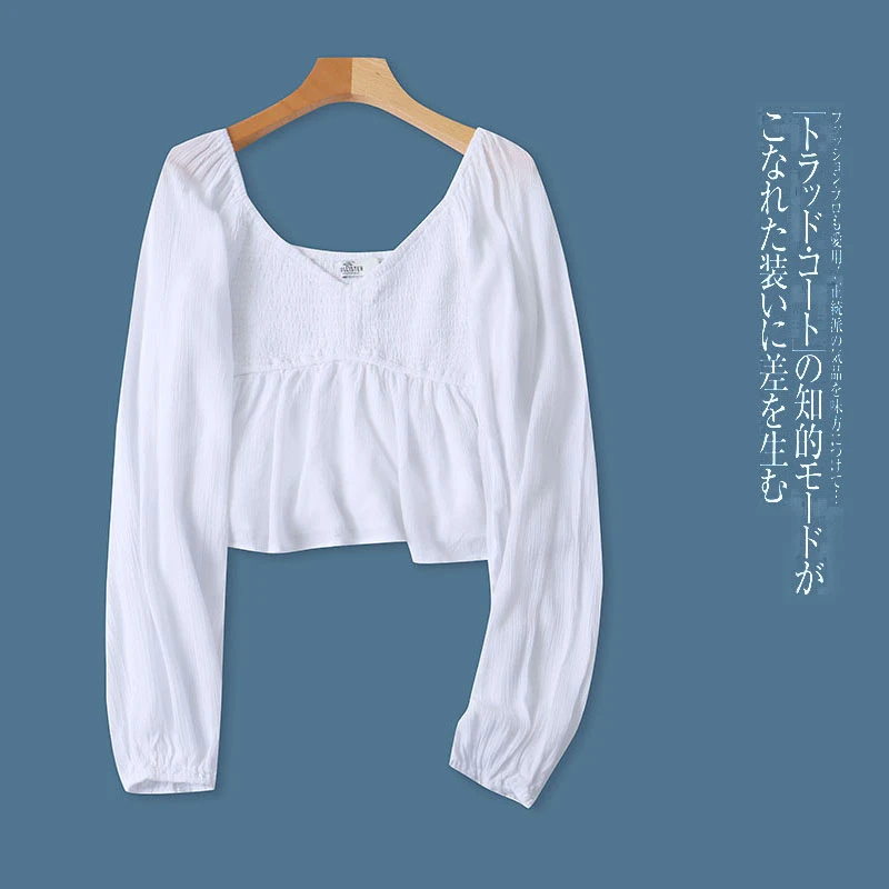 E7453外贸欧美单女士短款小衫一字肩领显瘦洋气减龄时尚长袖上衣