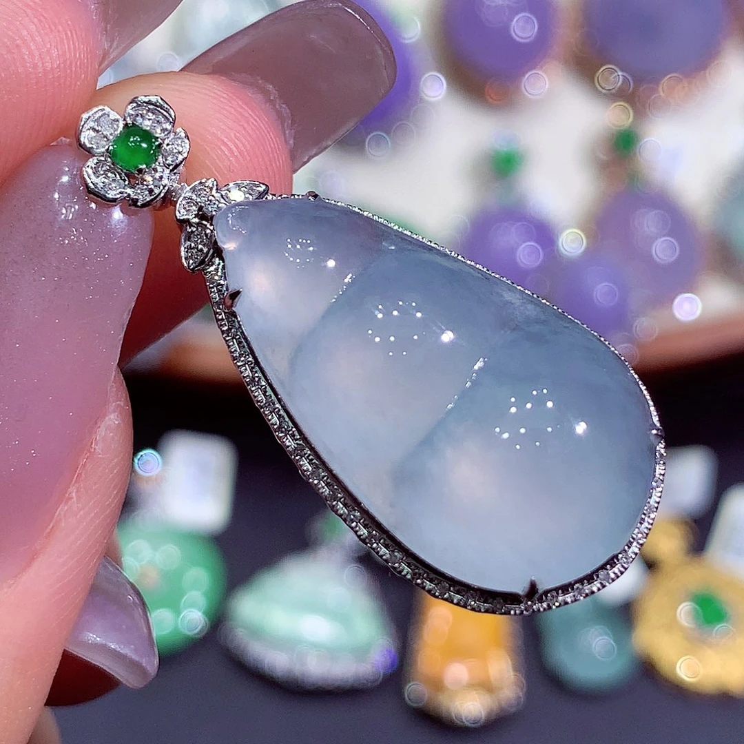 翡翠18K金镶嵌吊坠(不含链)