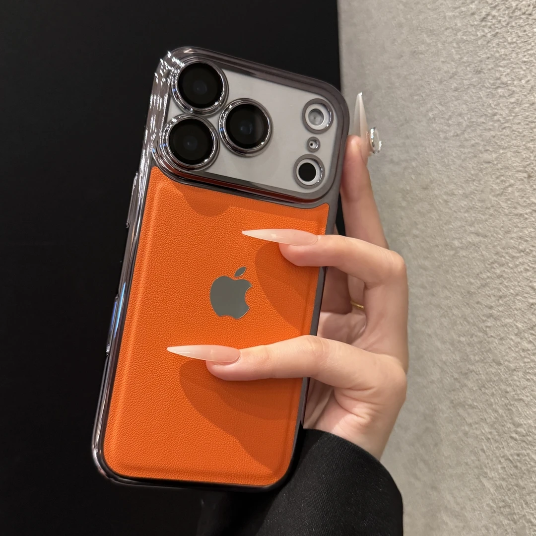 电镀高级荔枝纹适用苹果17promax手机壳简约iPhone16小众15创意14