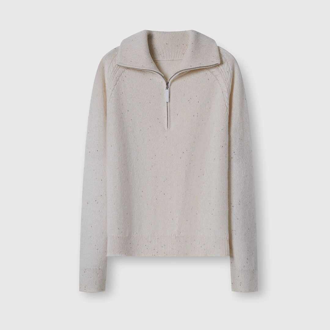 厚款女毛针织衫软糯半门襟针织衫秋冬时尚纯山羊绒套头衫