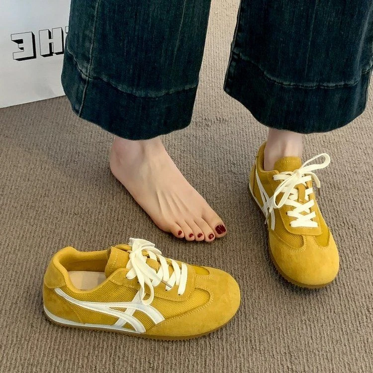复古德训鞋女2025年春季新款拼色软底舒适百搭休闲运动阿甘鞋