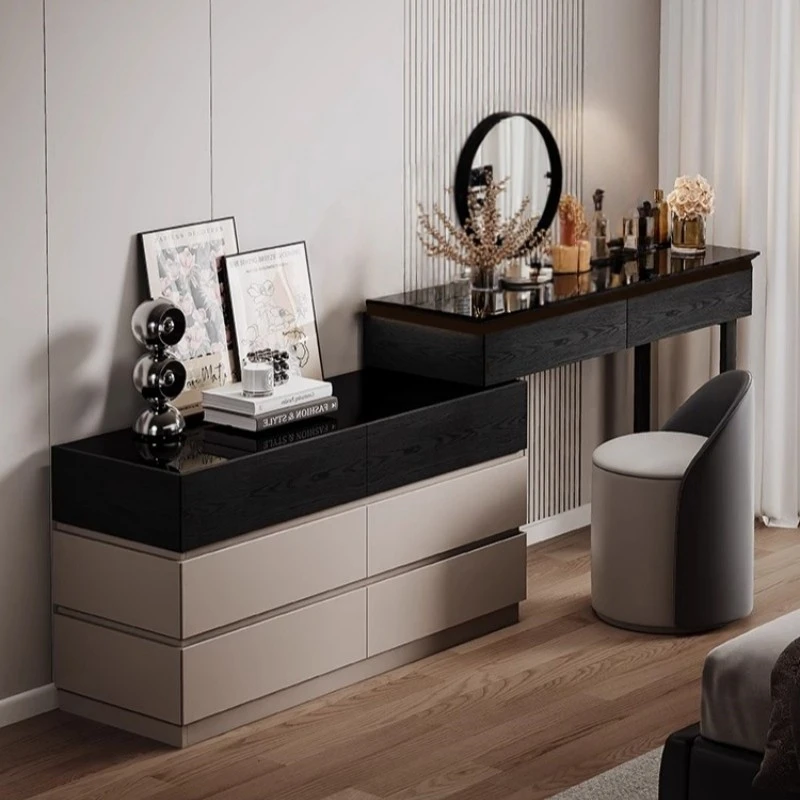 红苹果2025梳妆台斗柜一体卧室家用2025年新款收纳化妆桌实木高端