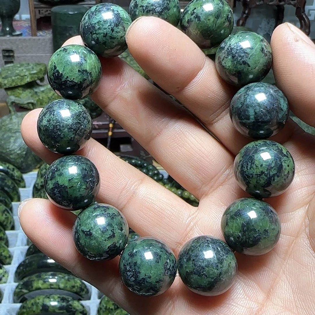 蛇纹石玉手串1.8cm未镶嵌