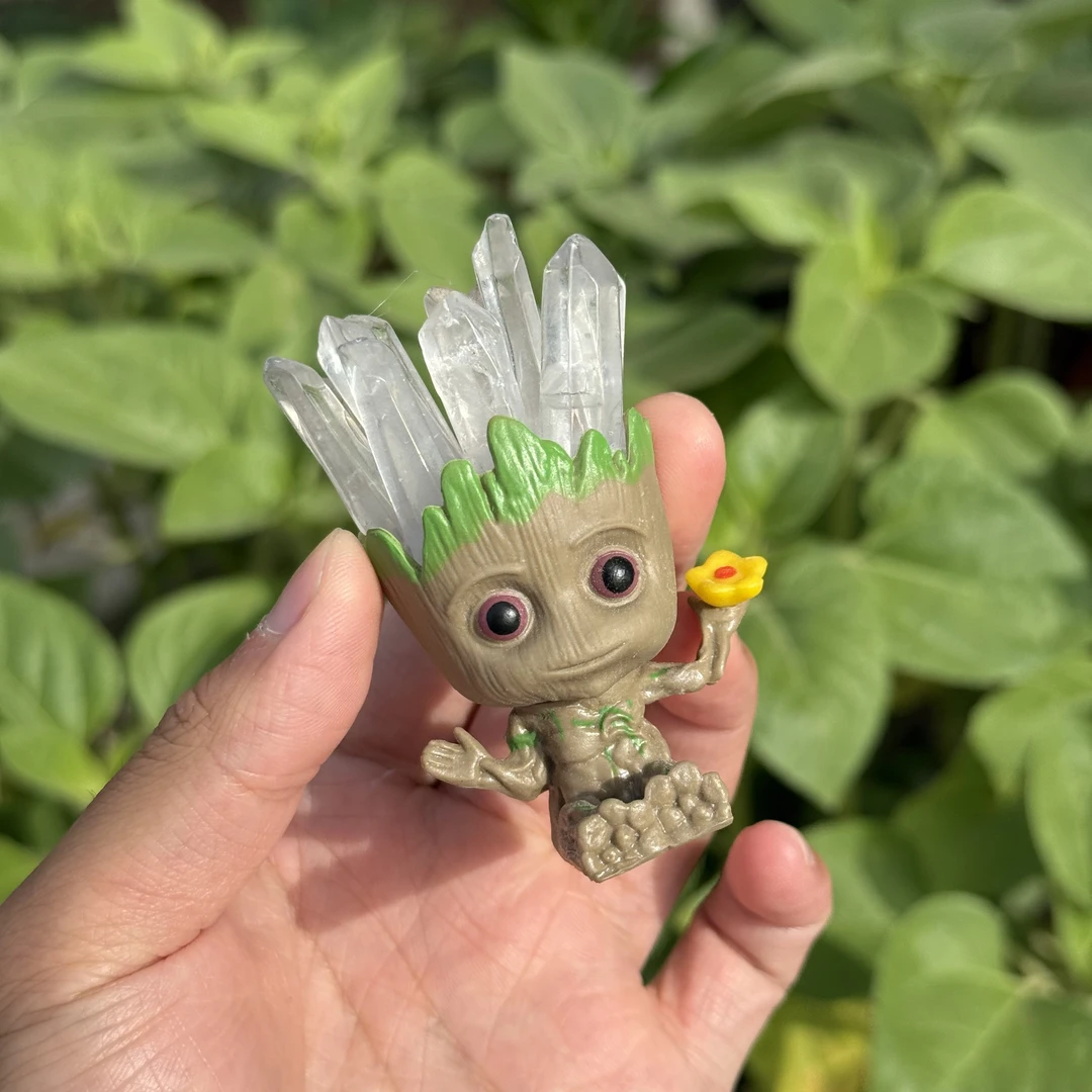 格鲁特白水晶小摆件 手工制作多样性发其一自制卡通可爱恐龙