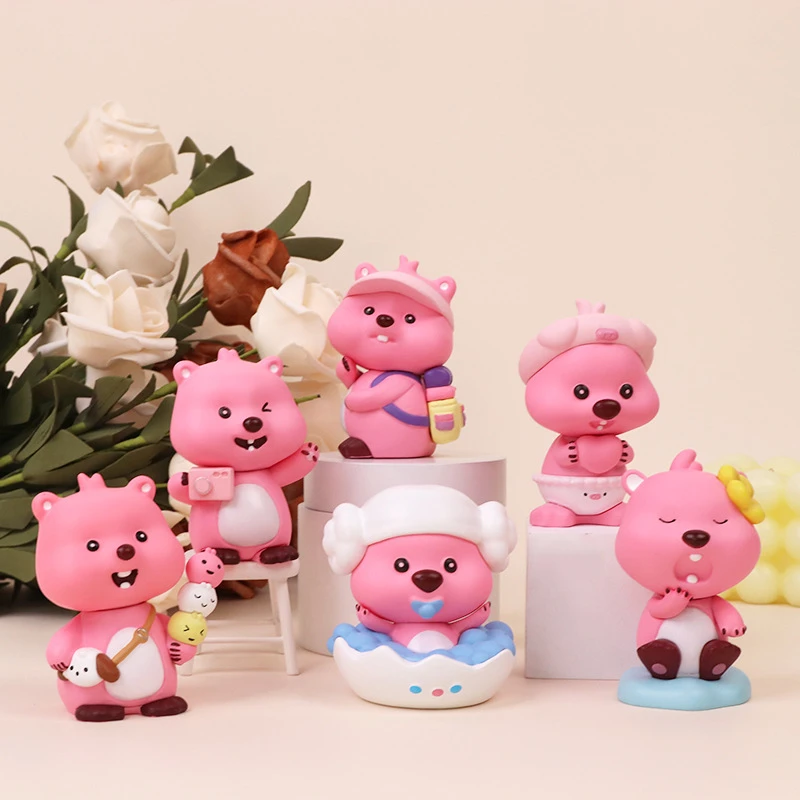 6款小海狸露比手办玩具公仔摆件小海狸车载模型桌面装饰动漫周边