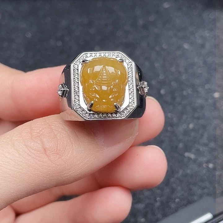 翡翠戒指银S925镶嵌天然a货翡翠没运费险2529