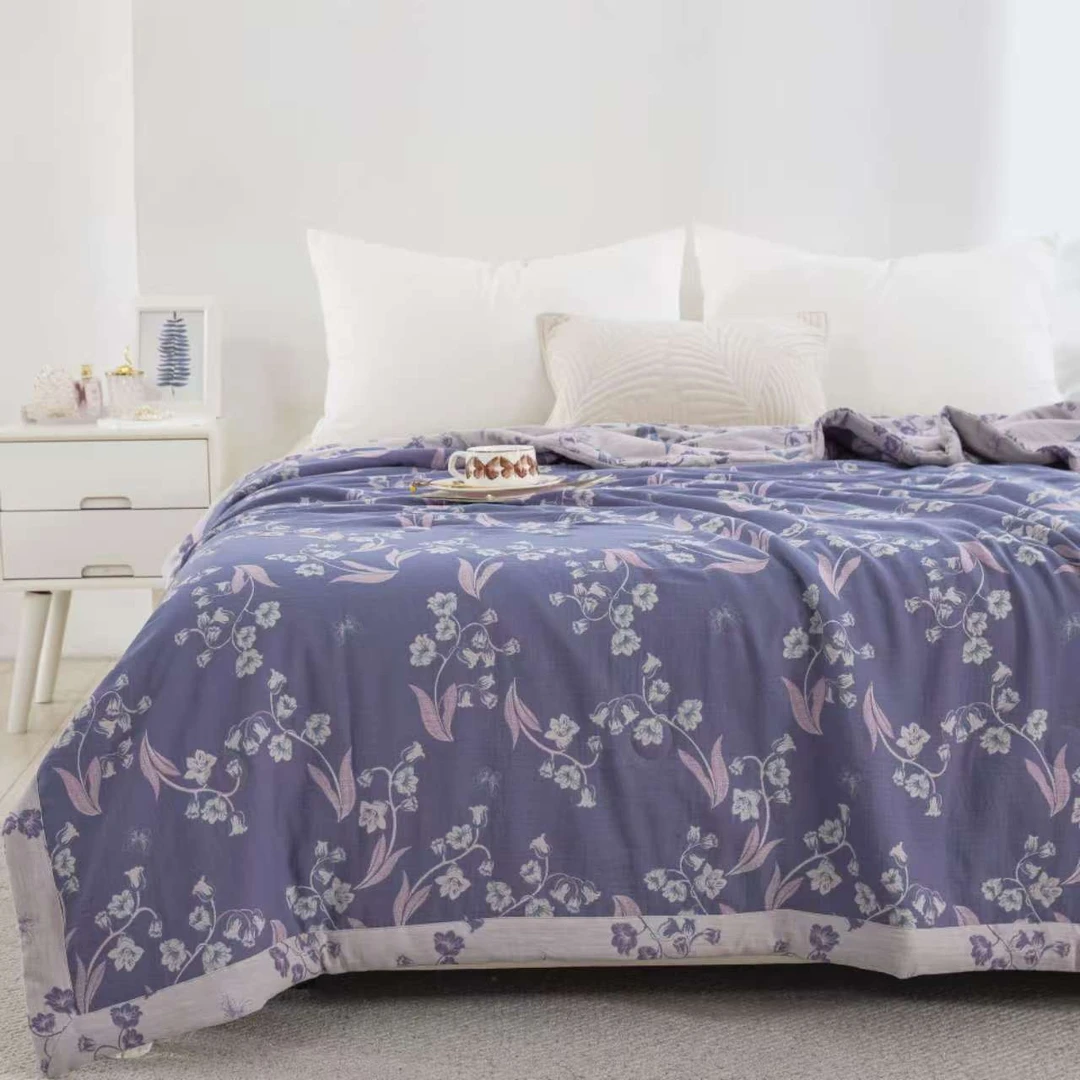 全棉双层纱布夏凉夏空调被子夏季夏凉被纯棉100%全棉可机洗