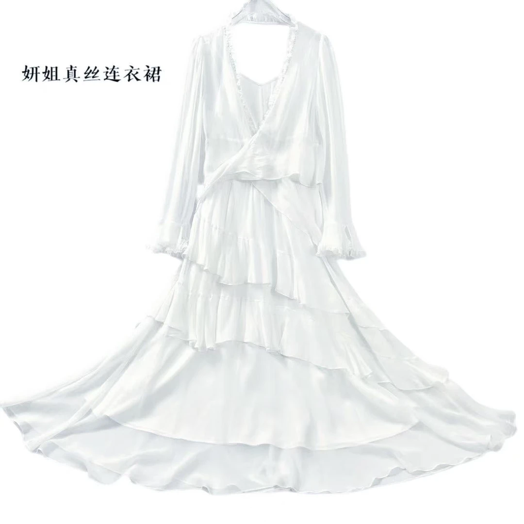 【云朵奇遇】2025妍姐春夏季气质轻奢女装真丝两件套长裙  25S-8009