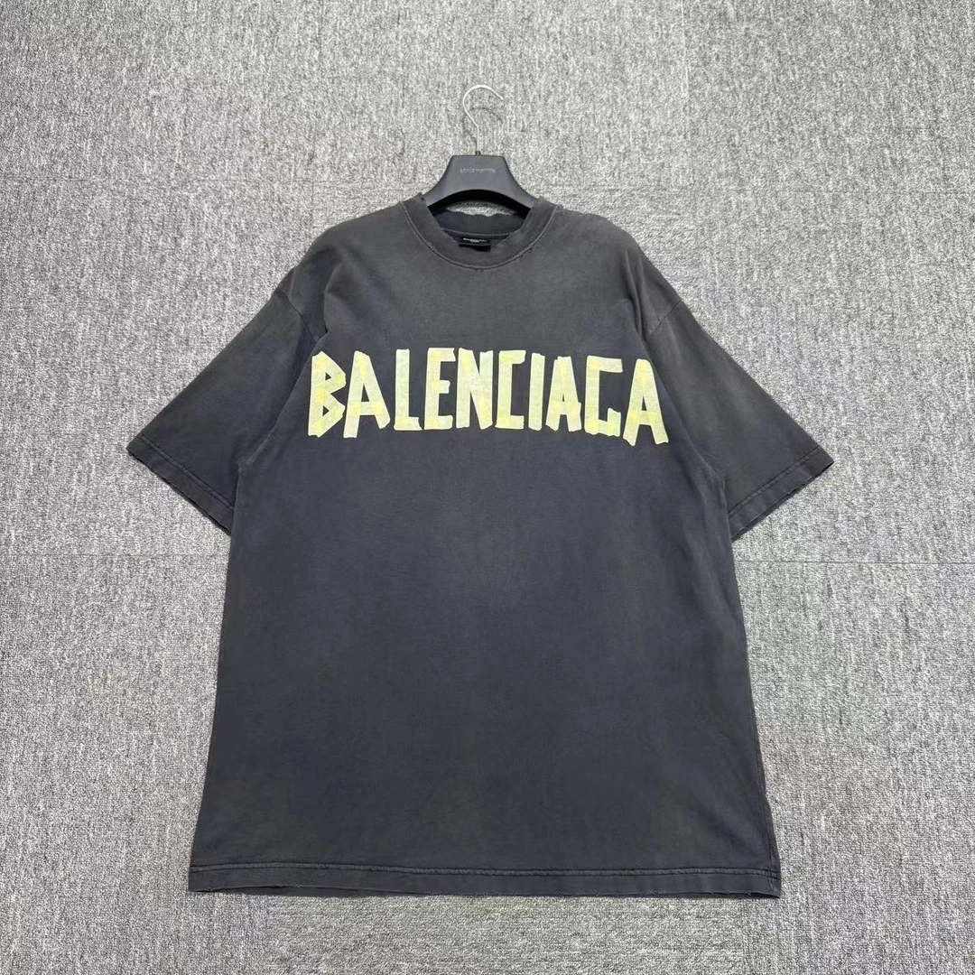 99新 Balenciaga/巴黎世家 做旧破坏胶带字母短袖/S码/编码13868
