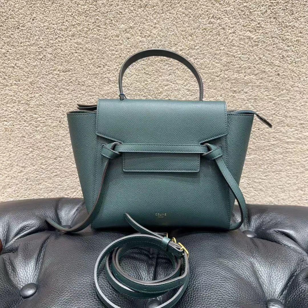 99新 Celine/思琳 Celine micro 亚马逊绿 荔枝皮鲶鱼包