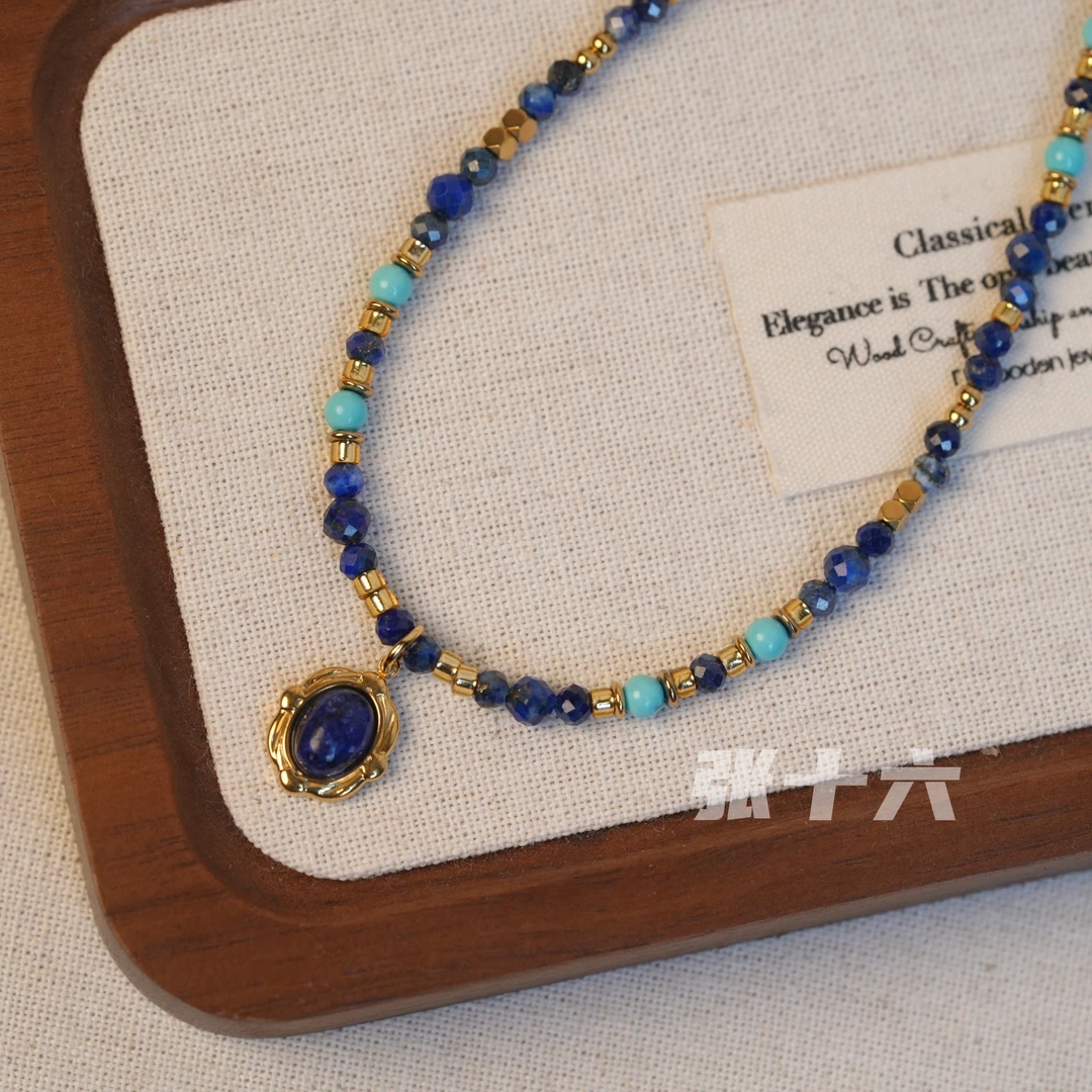 钛钢项链 [海洋]张十六原创设计小众手工串珠百搭蓝色复古气质