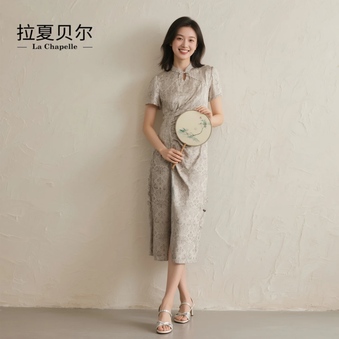 La Chapelle/拉夏贝尔夏季改良旗袍式连衣裙新中式复古优雅LX2238