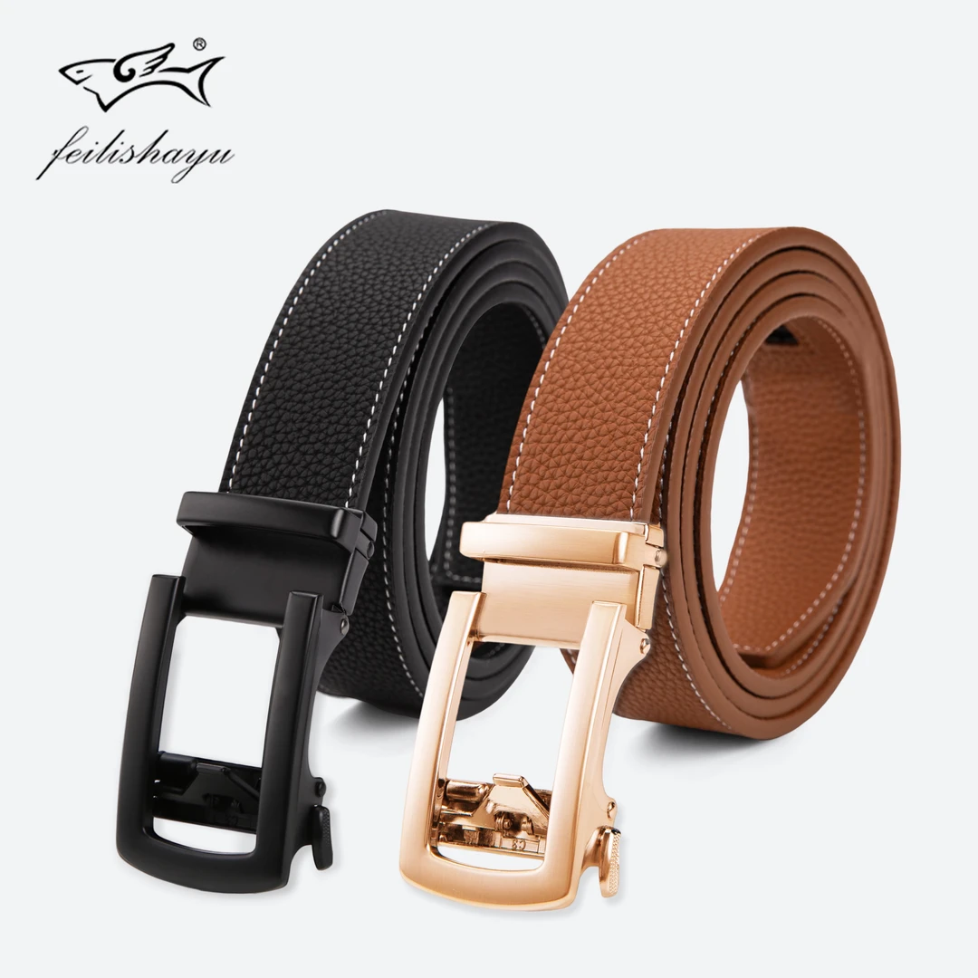 飞力鲨鱼腰带男士真皮皮带时尚自动扣简约男款皮带裤带