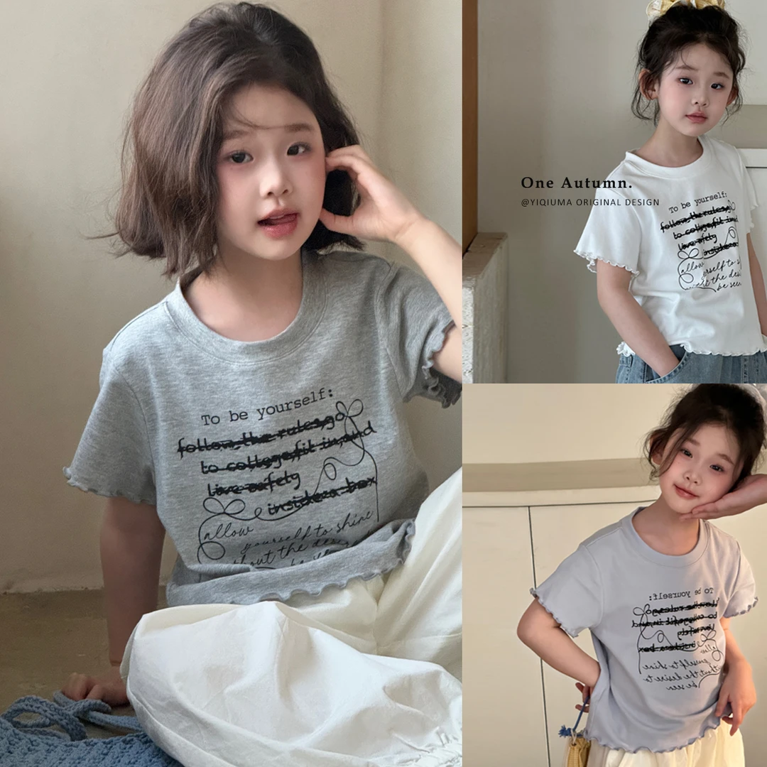 现货「壹秋.ONE AUTUMN」【乐奕】字母短袖T恤女童夏季上衣【GX913】