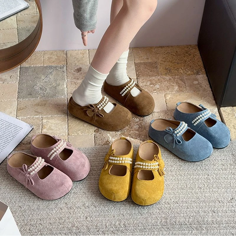 内增高5CM百搭勃肯鞋女款春夏厚底防滑包头拖蝴蝶结软底乳胶鞋垫