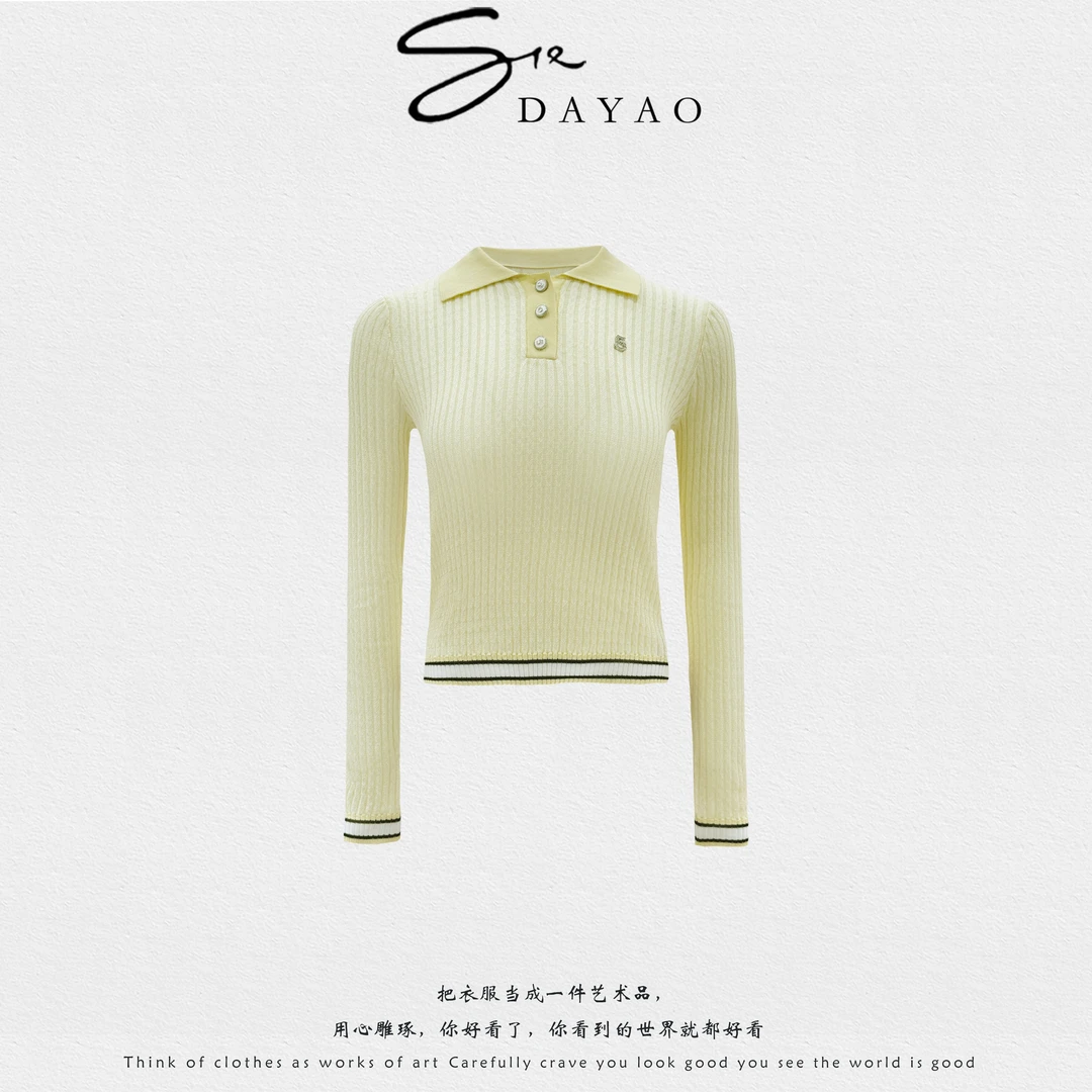 「DAYAO」25s秋季新款休闲时尚百搭修身翻领套头针织衫WYAF251010