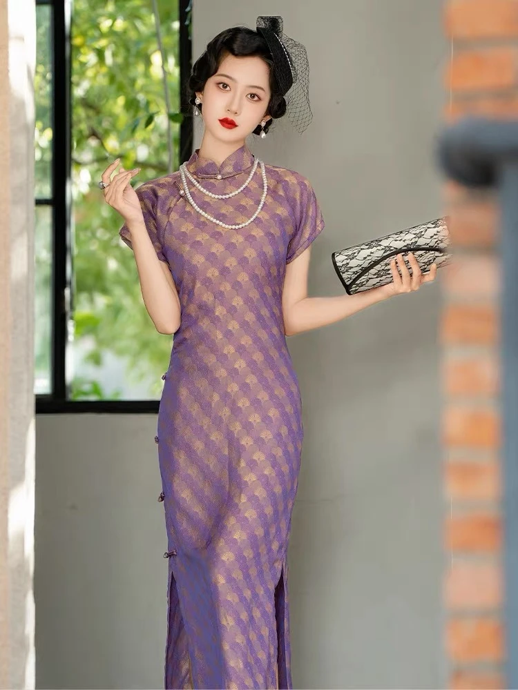 唐乾苏工旗袍 2025夏款古法式一片全开襟旗袍 按编号拍