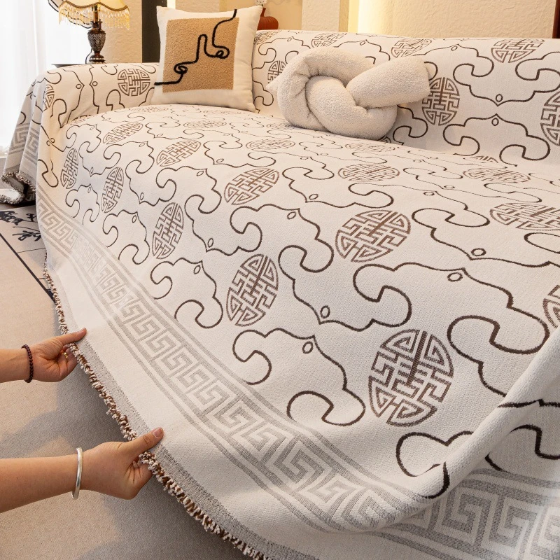 中国风新中式简约防猫抓四季通用防滑一片式沙发巾套罩背巾沙发毯
