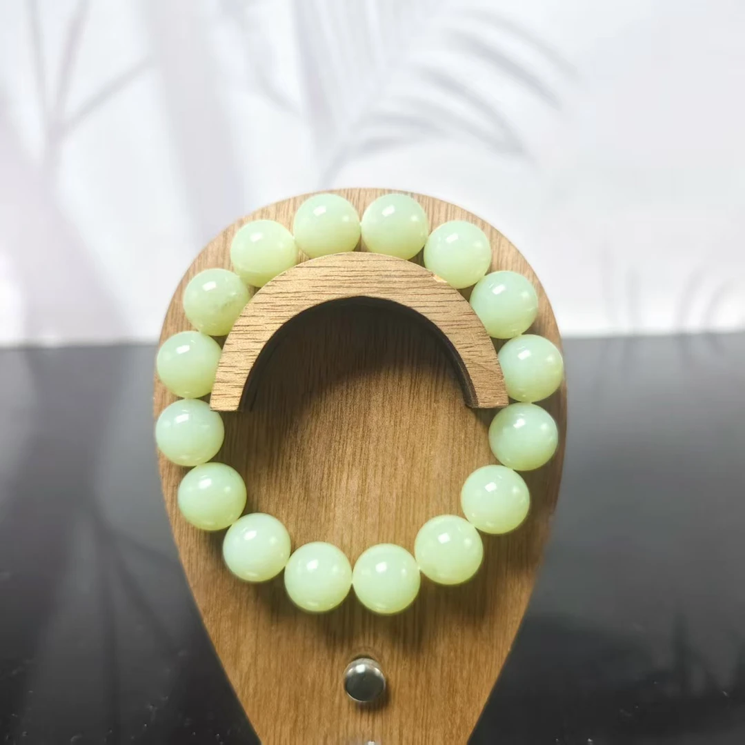 Z和田玉晴水圆珠手串（卡12）0596