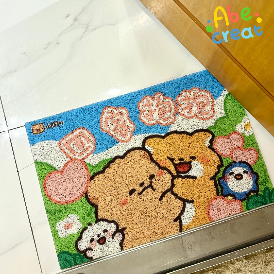 小熊Joy_回家抱抱丝圈地毯地垫 | 必易加厚门厅室内防滑