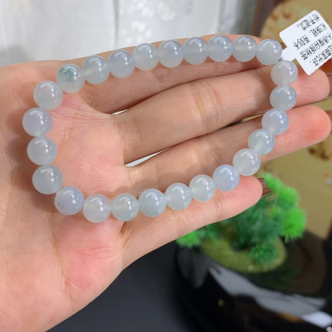 未镶嵌手串翡翠卡7.3冰胶蓝飘花手串