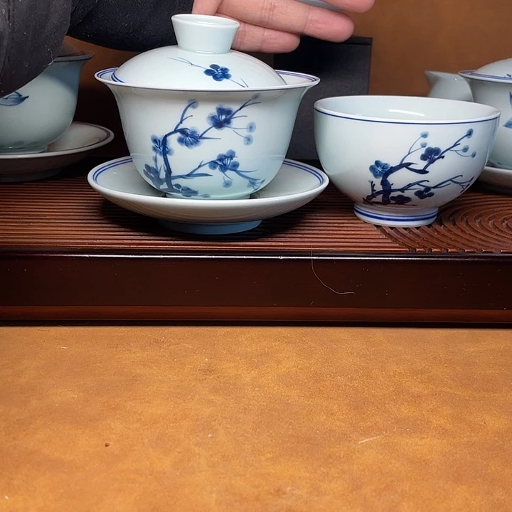 盖碗160毫升蓝色梅花加140的主人杯
