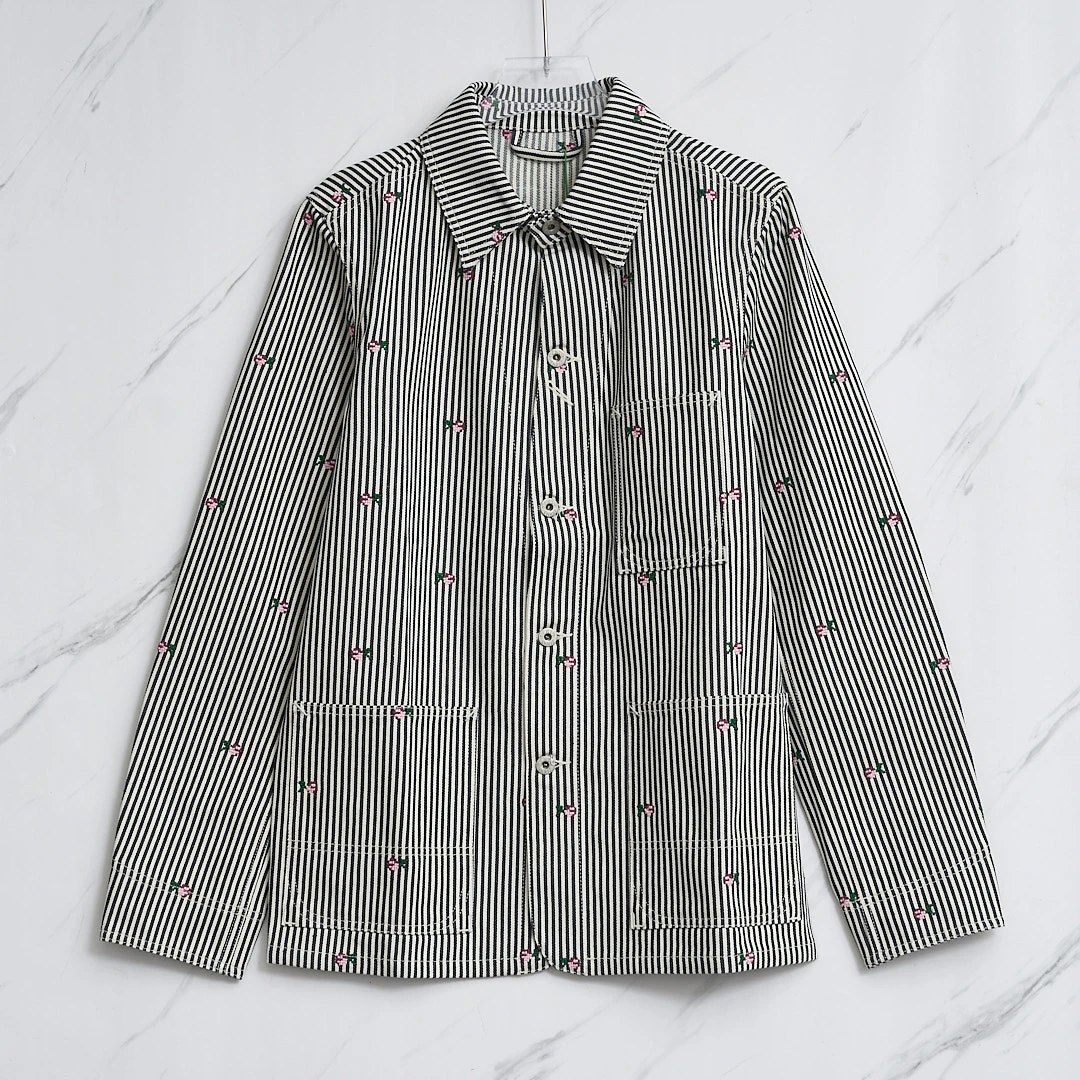 全新未使用 KENZO/肯佐 中性条纹刺绣牛仔外套/KZBU00210