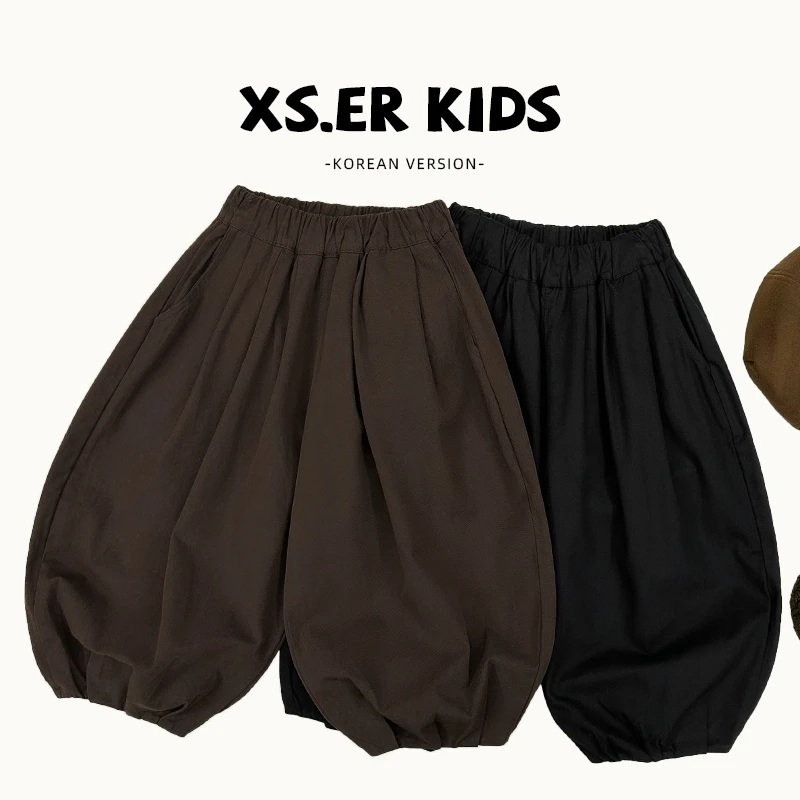 【小首尔】现货-qca男童复古纯色裤子秋冬百搭宽松灯笼裤SJ4098