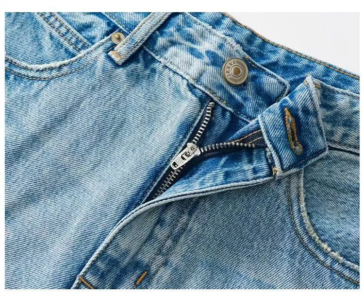 高腰薄款短裤大裤衩女款夏季牛仔牛仔破洞阔腿显瘦