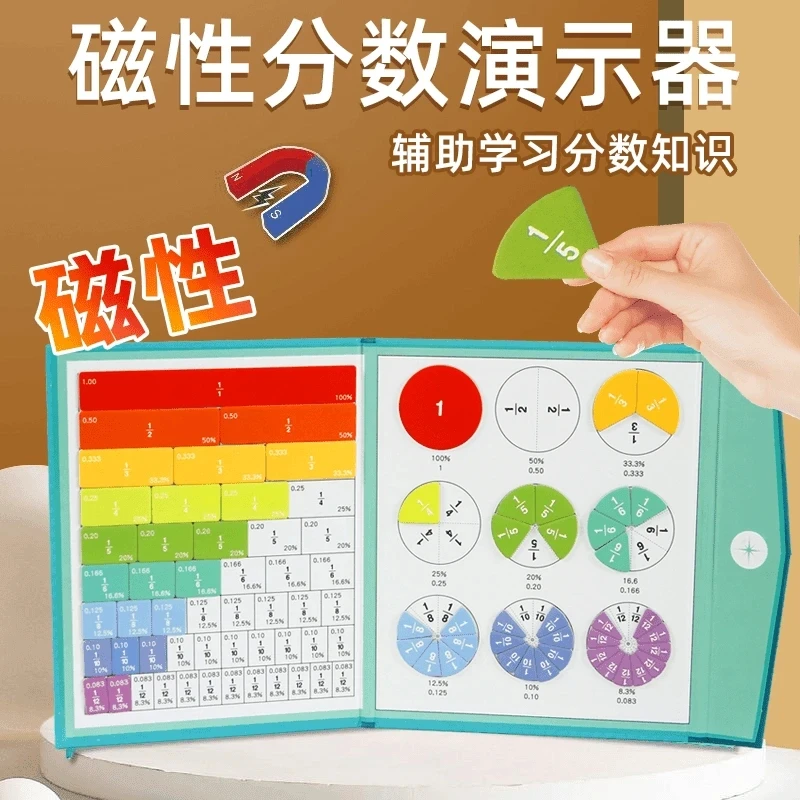 【小学老师推荐103件套】磁吸分数盘教具三年级磁性分数运算