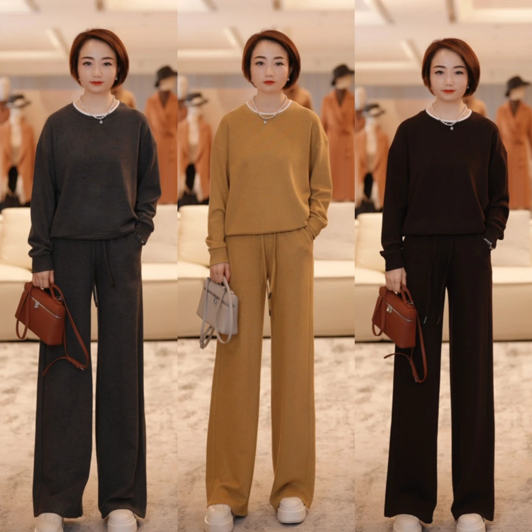 【发热老钱套】靠谱之光 双层领拼色假两件时尚套装 SE51470