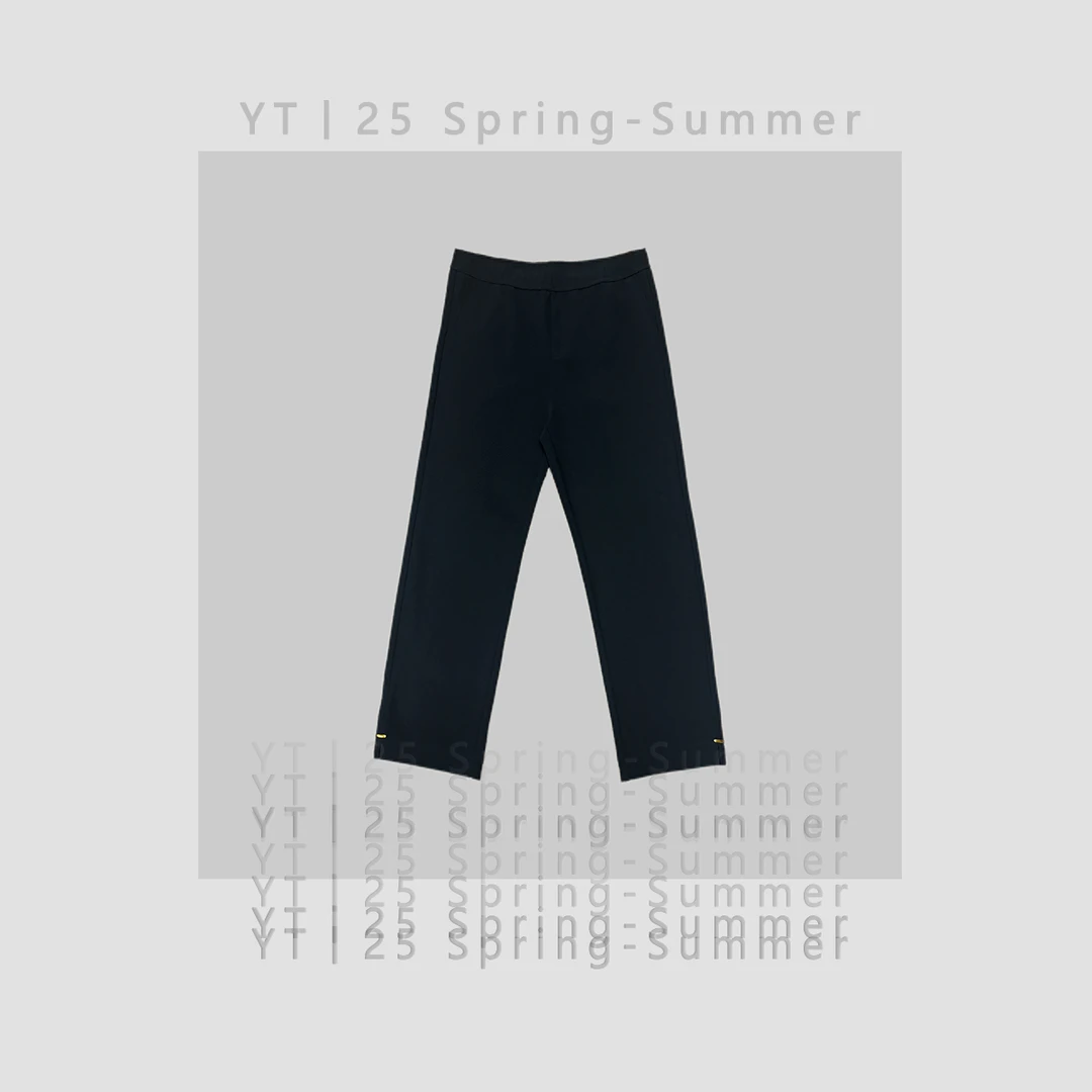 YT&25新款直筒透气休闲高腰纯色休闲裤百搭显瘦修身通勤风#i152