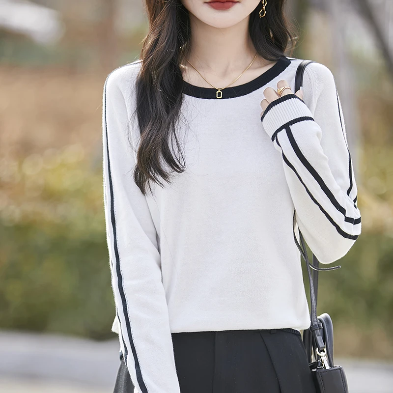 不起球100%纯棉毛衣女2025新款短款宽松全棉线外穿针织衫上衣休闲