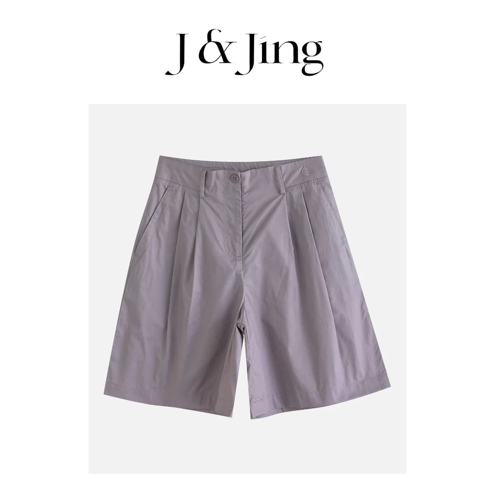 J&Jing-「裤子-紫月流光」-高级老钱紫色夏季宽松短裤Y3-049