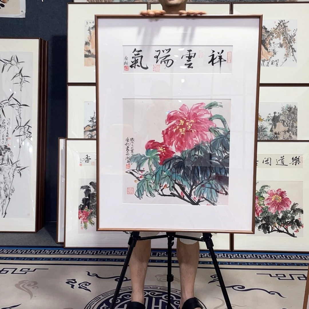 国画手绘画作品带框
