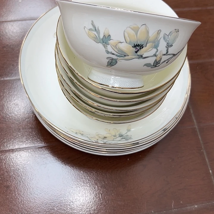 搪瓷瑕疵米饭碗6个8寸深盘5个