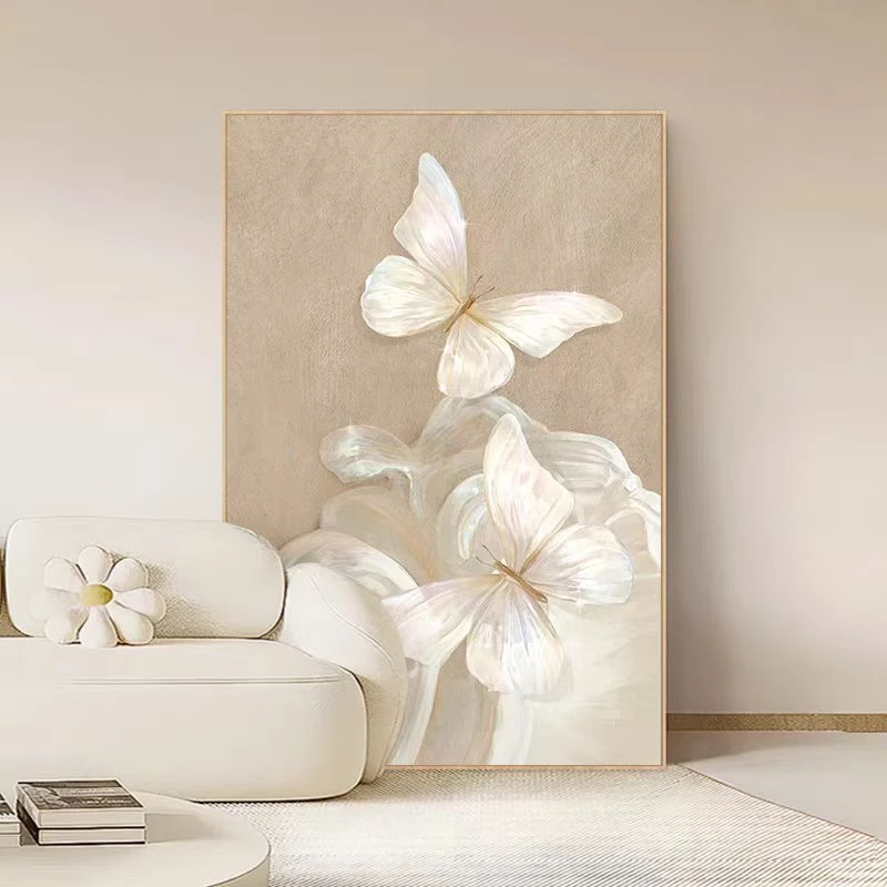 奶油风【蝴蝶】手工砂岩卧室餐厅装饰画