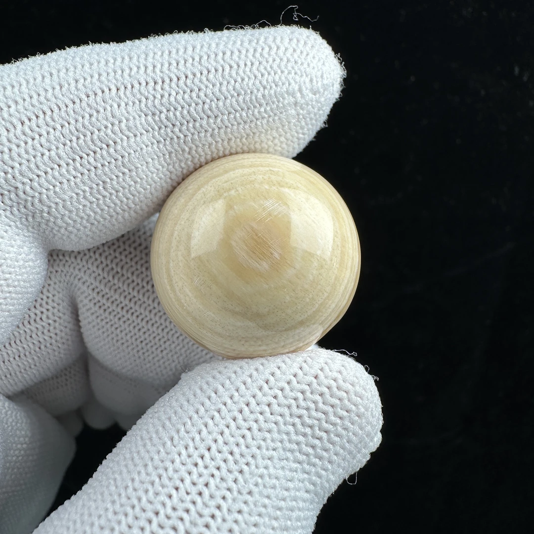 D8296天然猛犸牙 芝士皮圆珠23.9mm支持鉴定 假一罚四