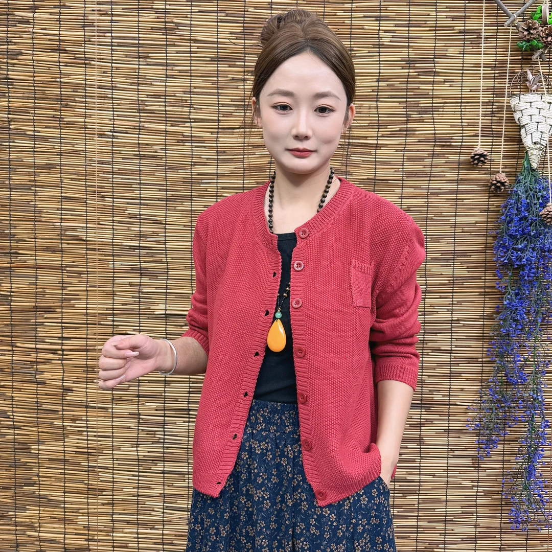气质针织短款外套时尚妈妈装休闲百搭复古小香风秋季长袖显瘦开衫
