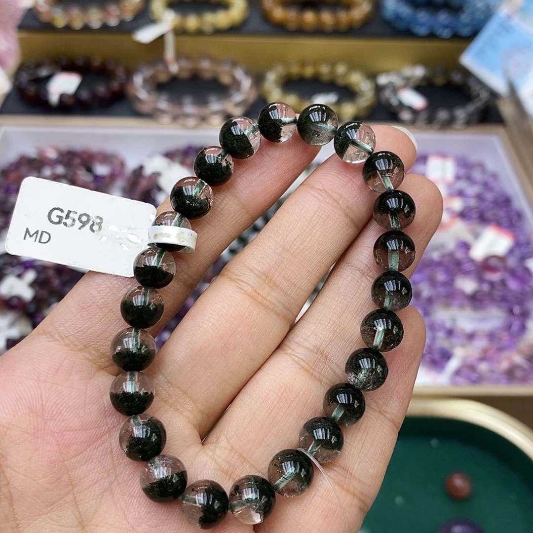 未镶嵌手链水晶绿幽灵聚宝盆半盆8m G598