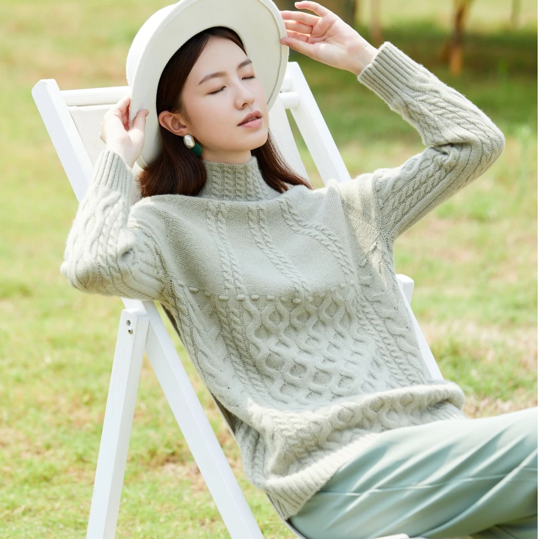 100%纯山羊绒加厚潮牌时尚气质百搭女士休闲羊绒衫！22628