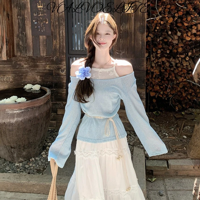 初夏日绝美多巴胺穿搭裙子小众不撞款海岛漂亮罩衫两件套一整套装