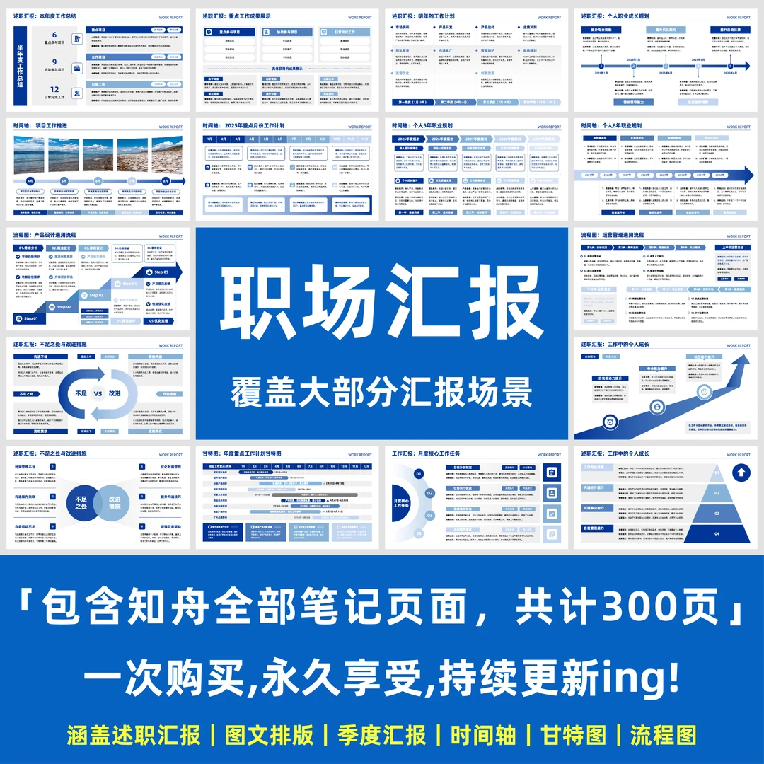 300页领导喜欢的PPT模版高级逻辑图数据图流程图述职报告