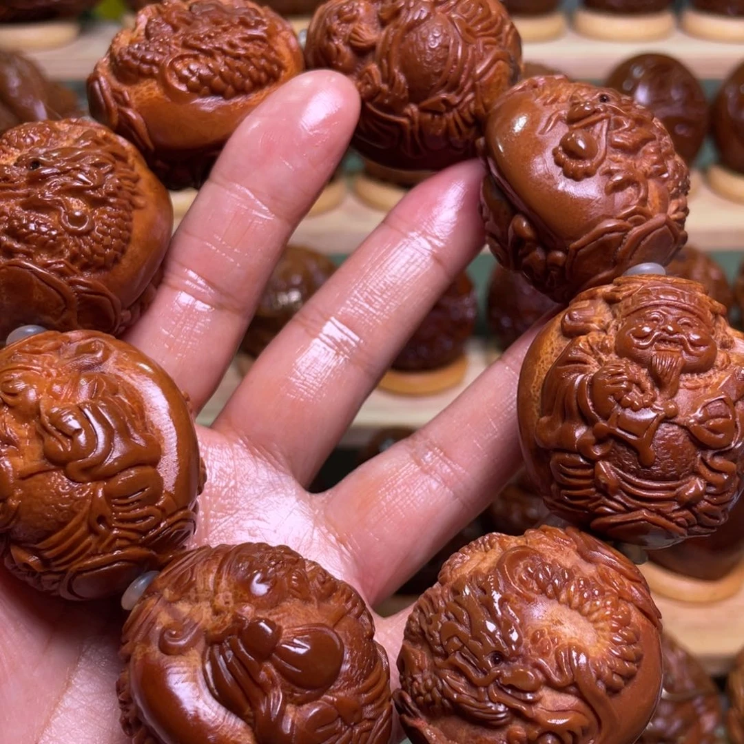 橄榄核手串/手链李****8三五龙财神手持