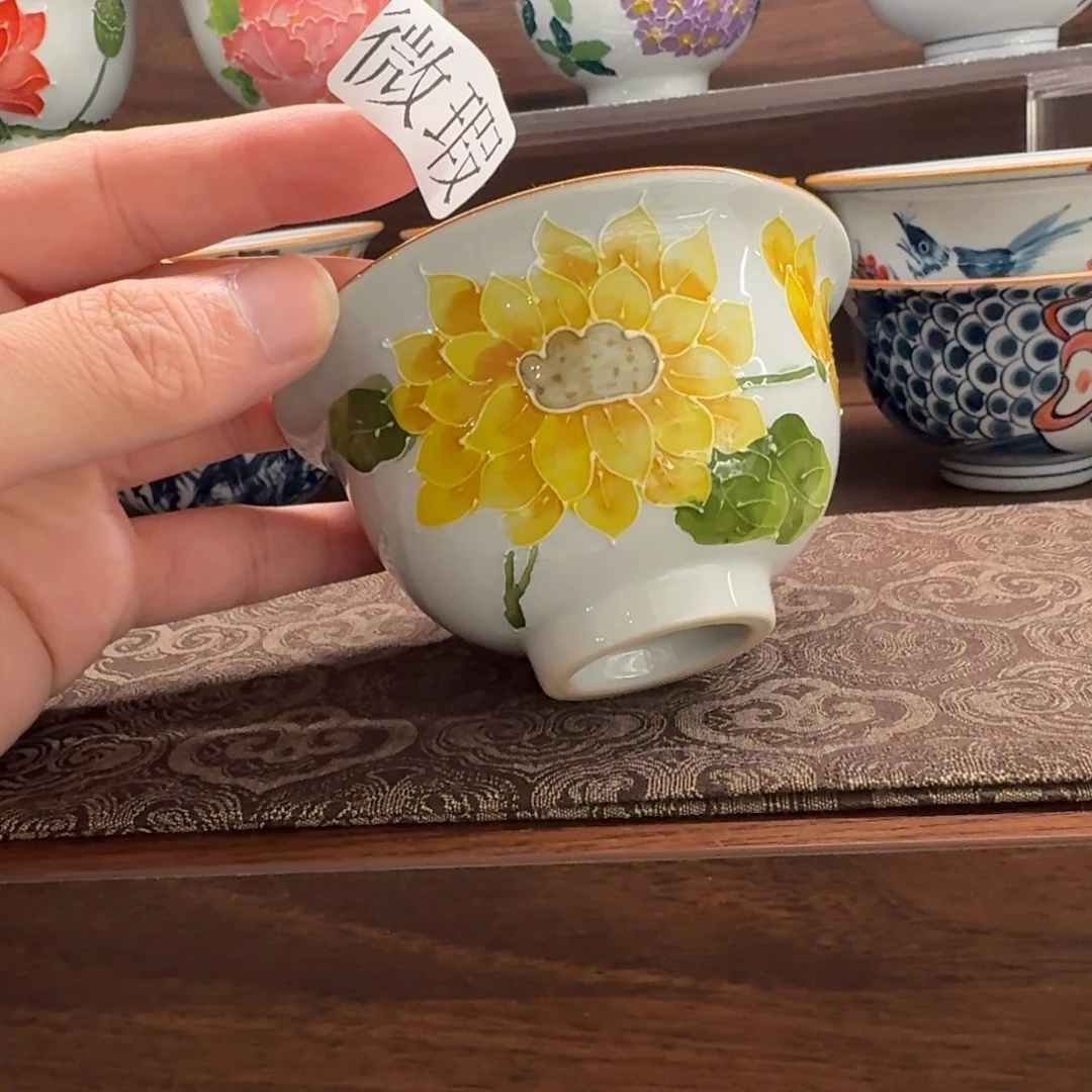 釉下手绘茶具微瑕