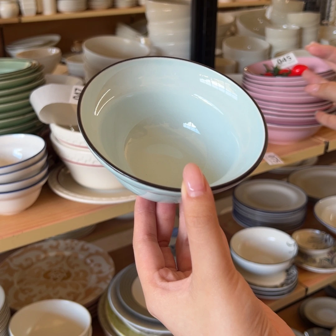 新骨瓷047瑕疵慎拍 tt系列蓝色 5寸葫芦碗